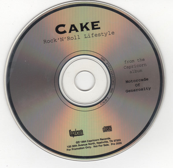 Cake : Rock 'n' Roll Lifestyle (CD, Single, Promo)