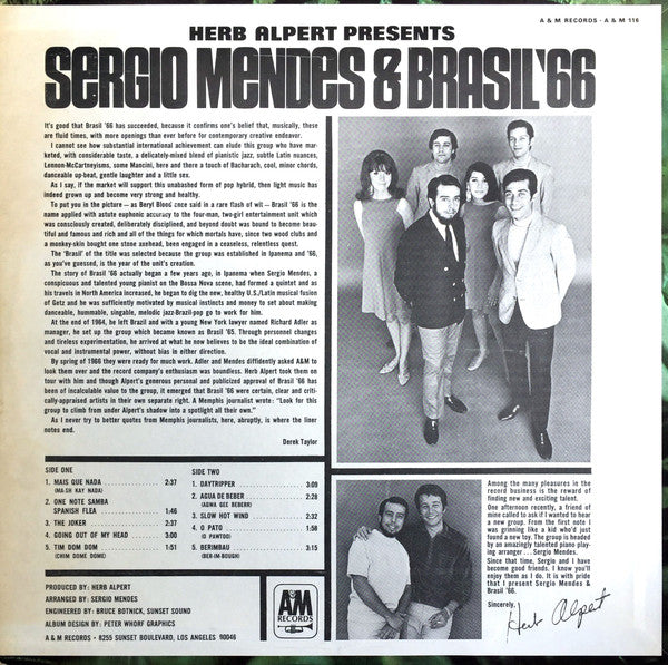 Sérgio Mendes & Brasil '66 : Herb Alpert Presents Sergio Mendes & Brasil '66 (LP, Album)