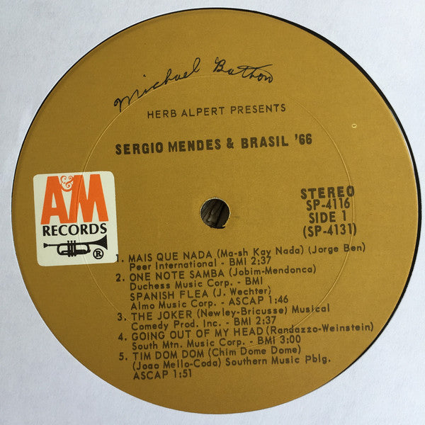 Sérgio Mendes & Brasil '66 : Herb Alpert Presents Sergio Mendes & Brasil '66 (LP, Album)