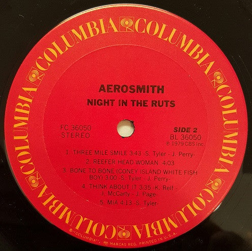Aerosmith : Night In The Ruts (LP, Album, Ter)