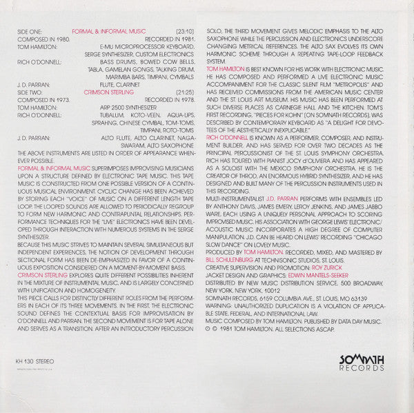 Tom Hamilton (3) / J.D. Parran / Rich O'Donnell : Formal & Informal Music (LP)