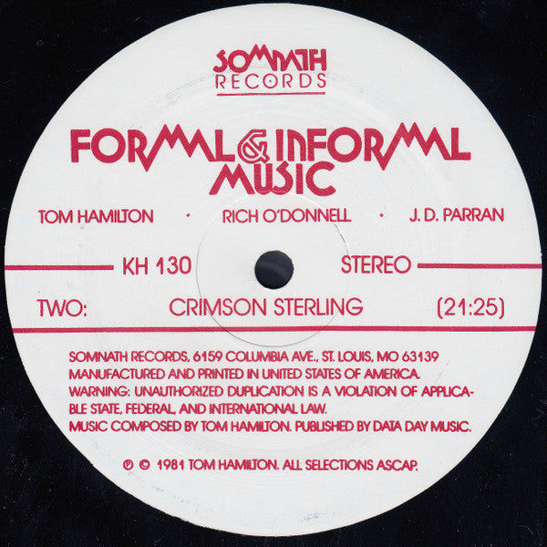 Tom Hamilton (3) / J.D. Parran / Rich O'Donnell : Formal & Informal Music (LP)