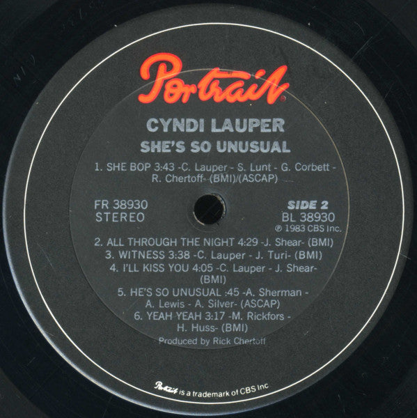 Cyndi Lauper : She's So Unusual (LP, Album, Pit)
