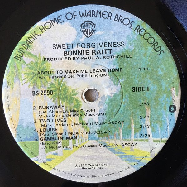 Bonnie Raitt : Sweet Forgiveness (LP, Album, Jac)