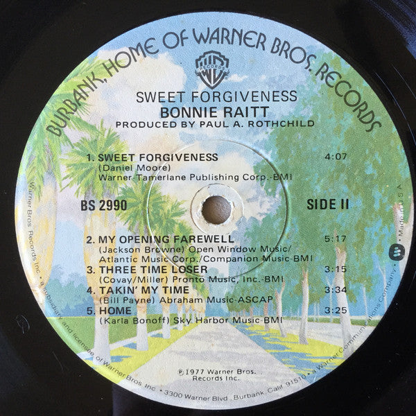 Bonnie Raitt : Sweet Forgiveness (LP, Album, Jac)