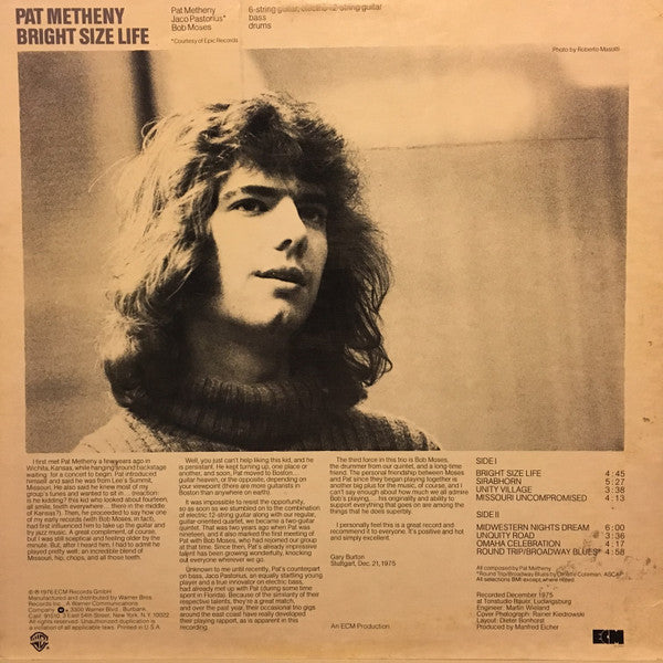 Pat Metheny : Bright Size Life (LP, Album)