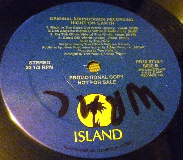 Tom Waits : Selections From "Night On Earth" (Original Soundtrack Recording) (12", Promo)